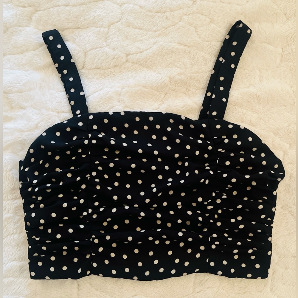 Express polka dot crop top with ruched detailing size M